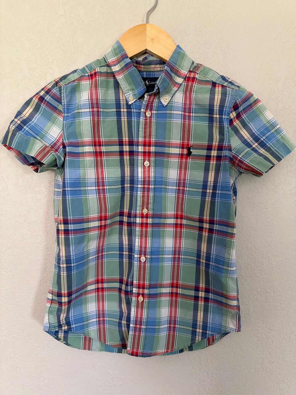 Ralph Lauren boy's plaid short-sleeve shirt SZ 7